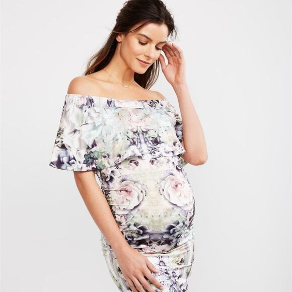 Ripe Maternity Floral Off The Shoulder Sheath Dress  Size Large (10) - Picture 1 of 4
